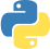 Python logo, blue and yellow intertwined snakes