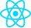 React logo, blue atom symbol